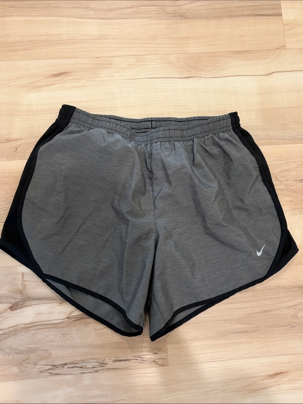 Nike Gray and Black Running Shorts with Swoosh Youth XL